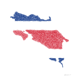 Costa Rica Flag Map Drawing Scribble Art