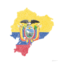 Ecuador Flag Map Drawing Scribble Art