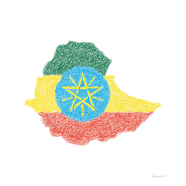 Ethiopia Flag Map Drawing Scribble Art