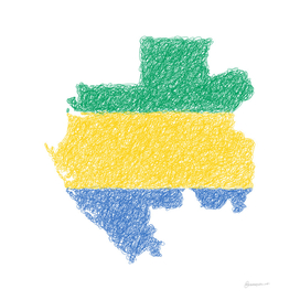 Gabon Flag Map Drawing Scribble Art
