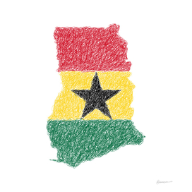 Ghana Flag Map Drawing Scribble Art