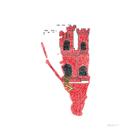 Gibraltar Flag Map Drawing Scribble Art