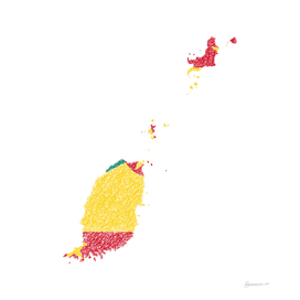 Grenada Flag Map Drawing Scribble Art