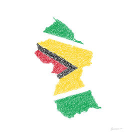 Guyana Flag Map Drawing Scribble Art