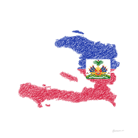 Haiti Flag Map Drawing Scribble Art