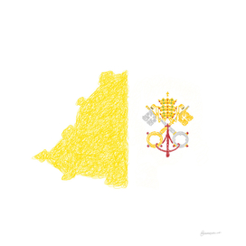 Holy See Flag Map Drawing Scribble Art