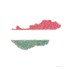 Hungary Flag Map Drawing Scribble Art