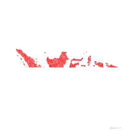 Indonesia Flag Map Drawing Scribble Art