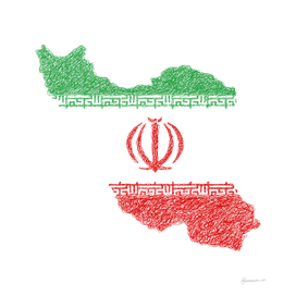 Iran Flag Map Drawing Scribble Art