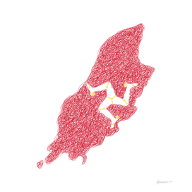 Isle of Man Flag Map Drawing Scribble Art