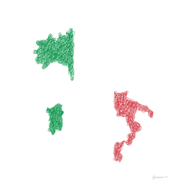 Italia Flag Map Drawing Scribble Art