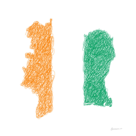 Ivory Coast Flag Map Drawing Scribble Art