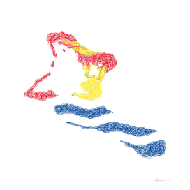 Kiribati Flag Map Drawing Scribble Art