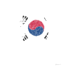 Korea Flag Map Drawing Scribble Art