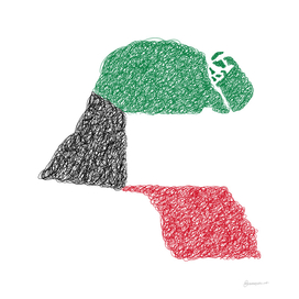 Kuwait Flag Map Drawing Scribble Art