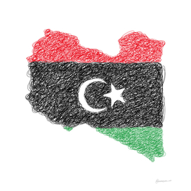 Libya Flag Map Drawing Scribble Art