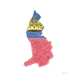 Liechtenstein Flag Map Drawing Scribble Art