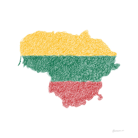 Lithuania Flag Map Drawing Scribble Art