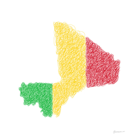 Mali Flag Map Drawing Scribble Art