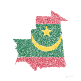 Mauritania Flag Map Drawing Scribble Art