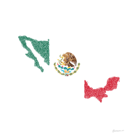 Mexico Flag Map Drawing Scribble Art