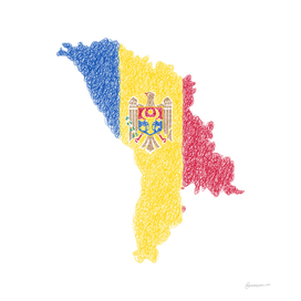 Moldova Flag Map Drawing Scribble Art