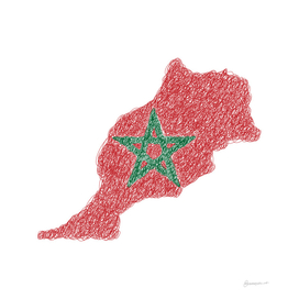 Morocco Flag Map Drawing Scribble Art