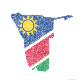 Namibia Flag Map Drawing Scribble Art