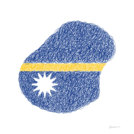 Nauru Flag Map Drawing Scribble Art