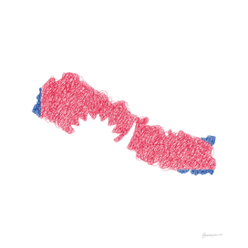 Nepal Flag Map Drawing Scribble Art
