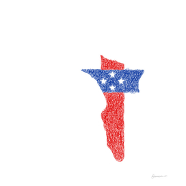 Netherlands Antilles Flag Map Drawing Scribble Art