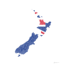New Zealand Flag Map Drawing Scribble Art