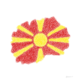 North Macedonia Flag Map Drawing Scribble Art
