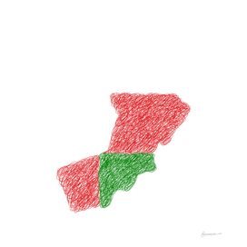 Oman Flag Map Drawing Scribble Art