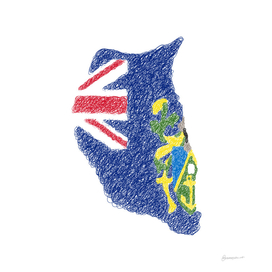 Pitcairn Island Flag Map Drawing Scribble Art