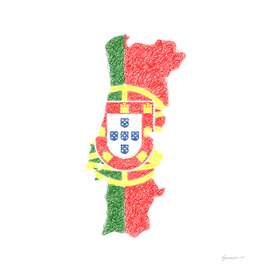 Portugal Flag Map Drawing Scribble Art