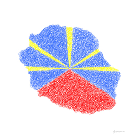 Reunion Island Flag Map Drawing Scribble Art