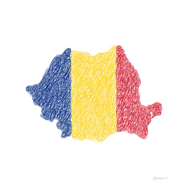 Romania Flag Map Drawing Scribble Art