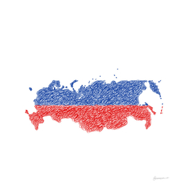 Russia Flag Map Drawing Scribble Art