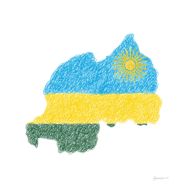 Rwanda Flag Map Drawing Scribble Art
