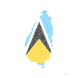 Saint Lucia Flag Map Drawing Scribble Art