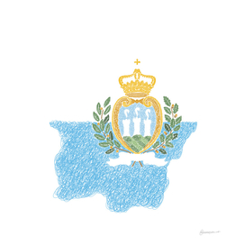 San Marino Flag Map Drawing Scribble Art