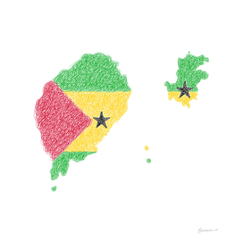 Sao Tome and Principe Flag Map Drawing Scribble Art