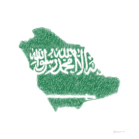 Saudi Arabia Flag Map Drawing Scribble Art