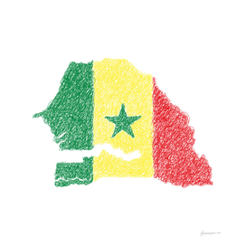 Senegal Flag Map Drawing Scribble Art