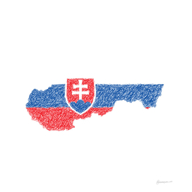 Slovakia Flag Map Drawing Scribble Art