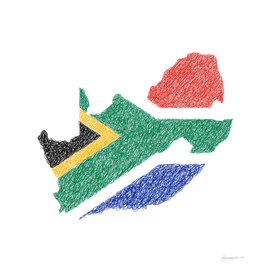 South Africa Flag Map Drawing Scribble Art