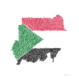 Sudan Flag Map Drawing Scribble Art