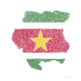 Suriname Flag Map Drawing Scribble Art