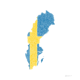 Sweden Flag Map Drawing Scribble Art